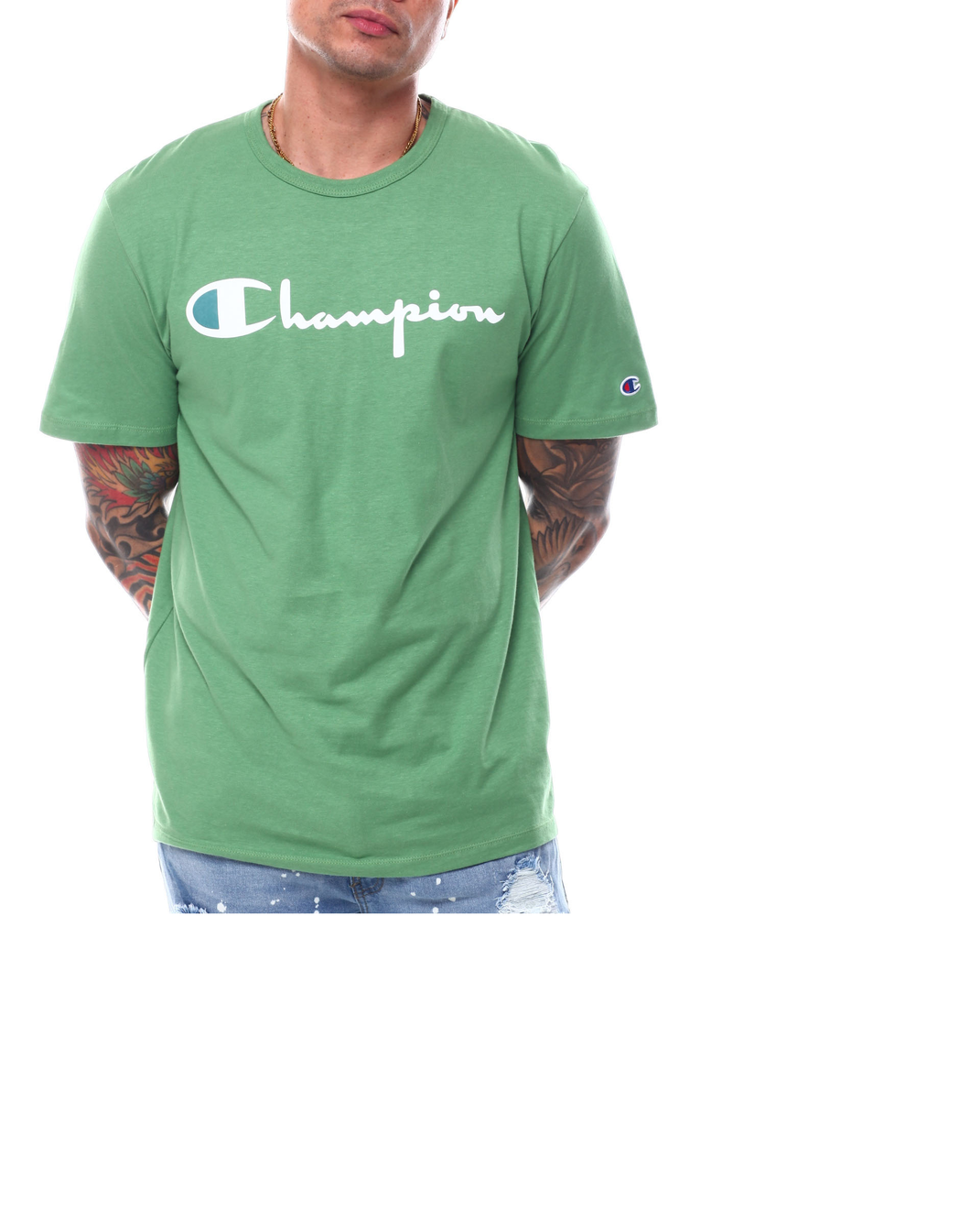 Champion Lightweight Tee, Script Logo - FERN GREEN