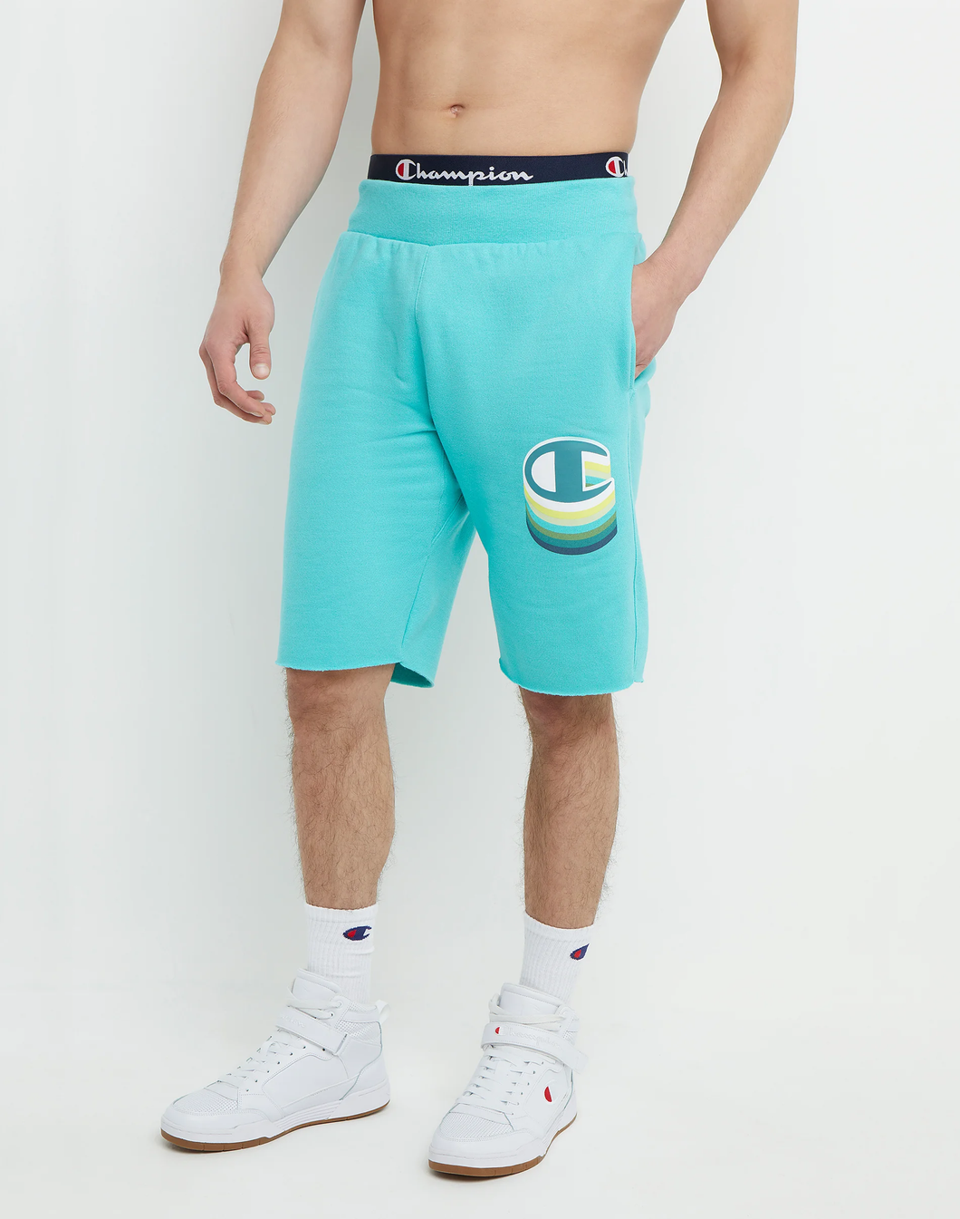Champion Reverse Weave Cut-Off Shorts, C Shadow - Teal